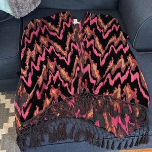 Free People Zigzag Fringe Cardigan - Black, Pink, Gold